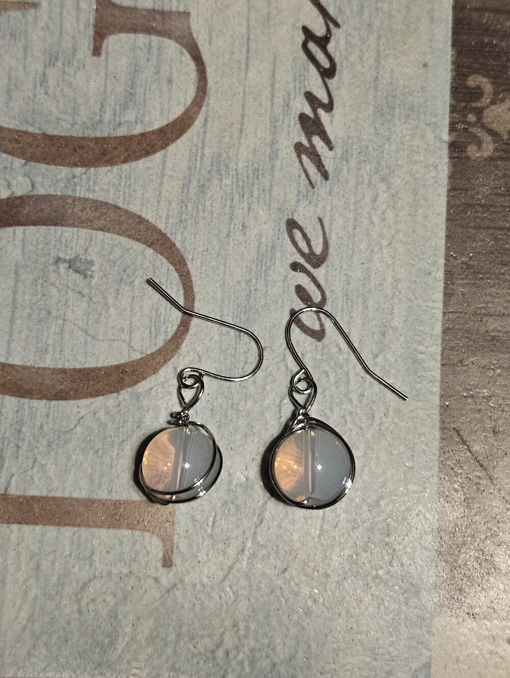 Silver Tone Moonstone Dangle Earrings
